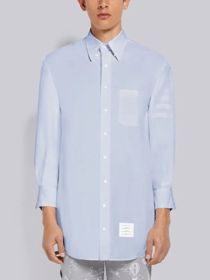 Oxford Satin Weave 4bar Oversized Shirt Light Blue Men Thom Browne Shirting