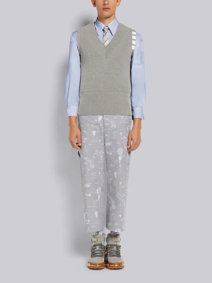 Oxford Satin Weave 4bar Oversized Shirt Light Blue Men Thom Browne Shirting