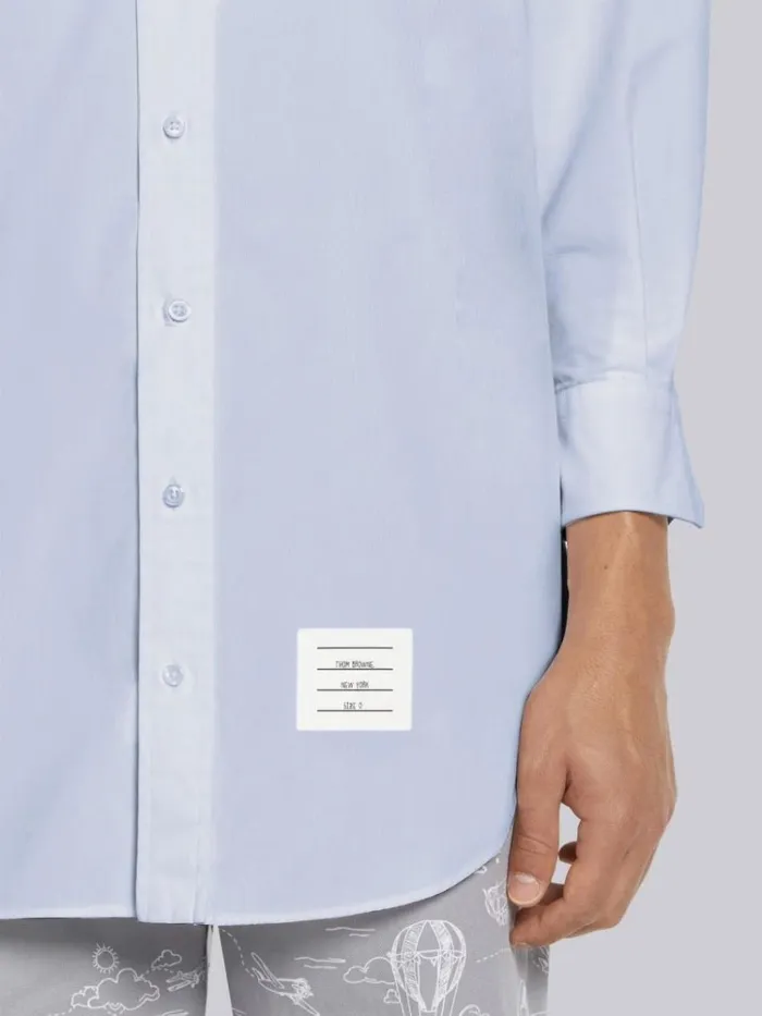 Oxford Satin Weave 4bar Oversized Shirt Light Blue Men Thom Browne Shirting