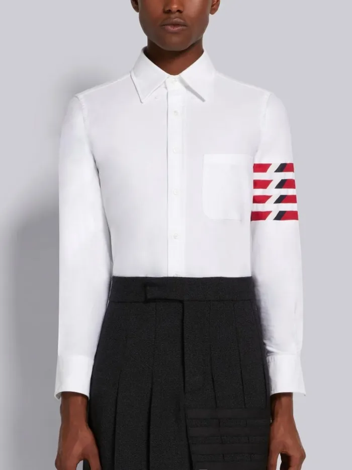 Oxford Seamed 4bar Straight Fit Shirt White Men Thom Browne Shirting