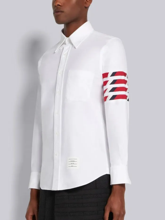 Oxford Seamed 4bar Straight Fit Shirt White Men Thom Browne Shirting