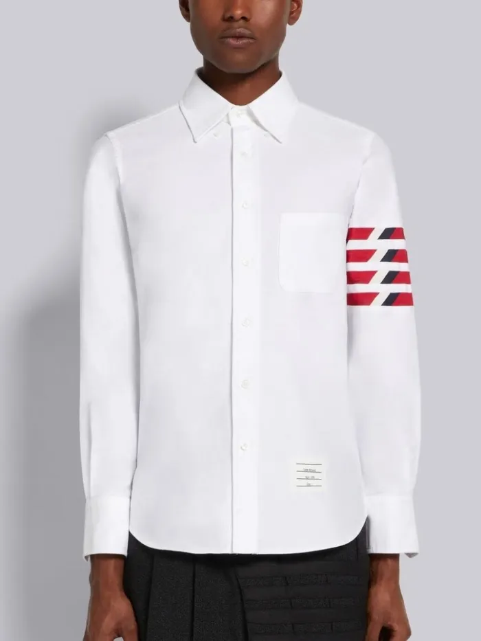 Oxford Seamed 4bar Straight Fit Shirt White Men Thom Browne Shirting