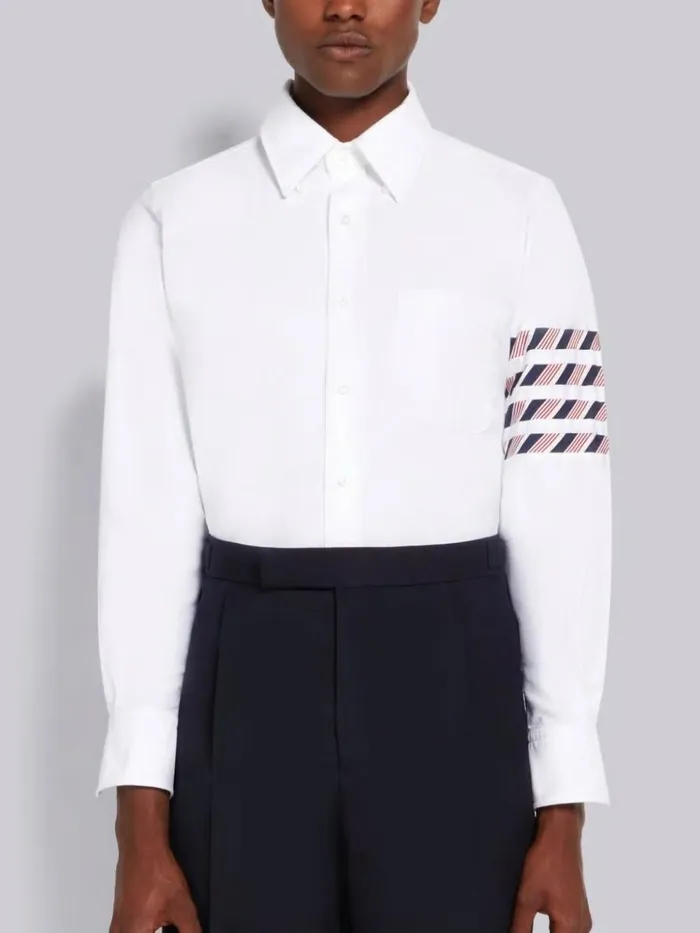 Oxford Stripe 4bar Straight Fit Shirt White Men Thom Browne Shirting