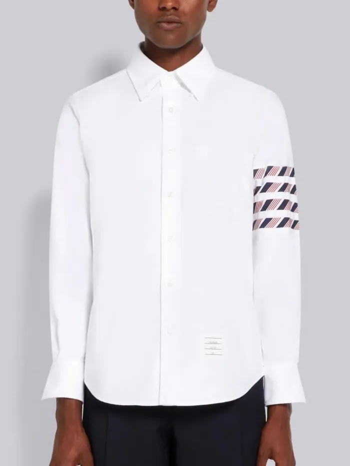 Oxford Stripe 4bar Straight Fit Shirt White Men Thom Browne Shirting