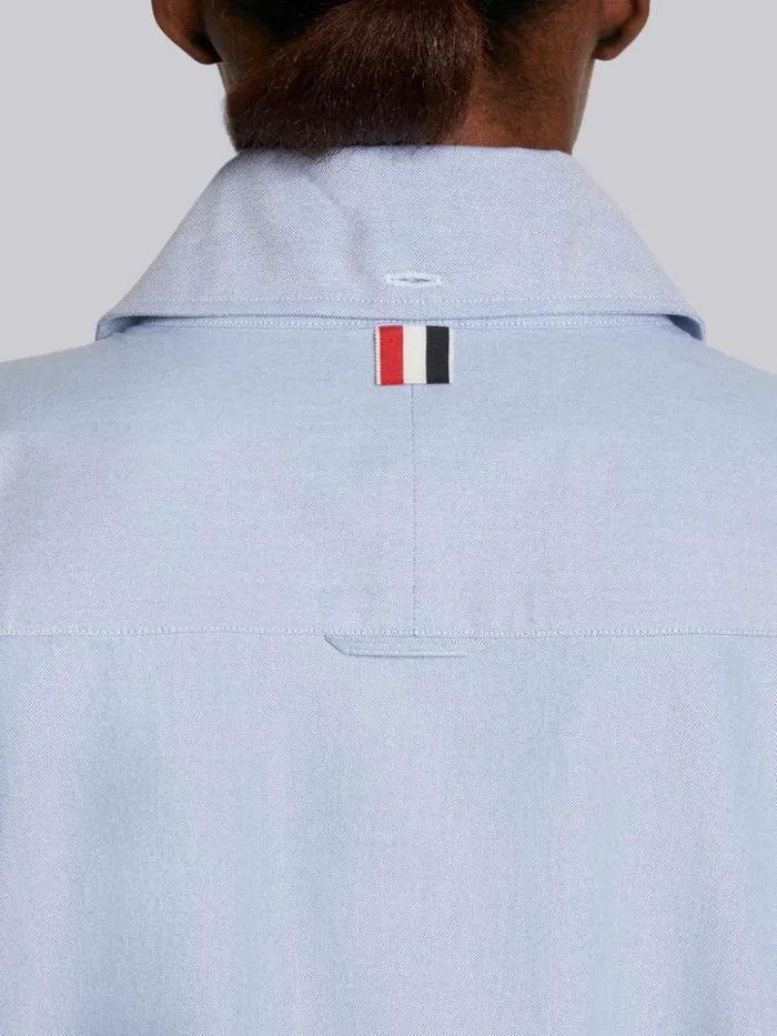 Oxford Striped Grosgrain Armband Supersized Point Collar Shirt Light Blue Women Thom Browne Tops and Shirts