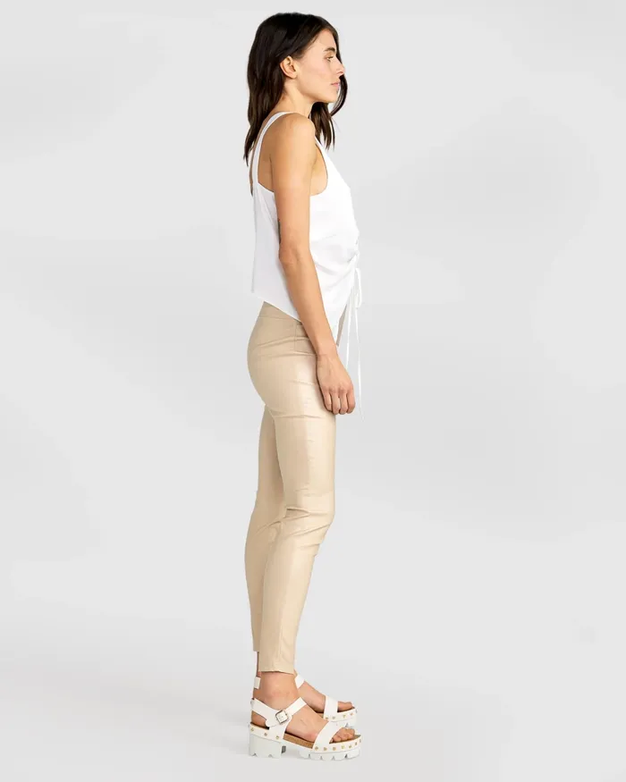 Pants and Skirts City Slicker Coated Legging 8211 Sand 8211 Belle and Bloom Women