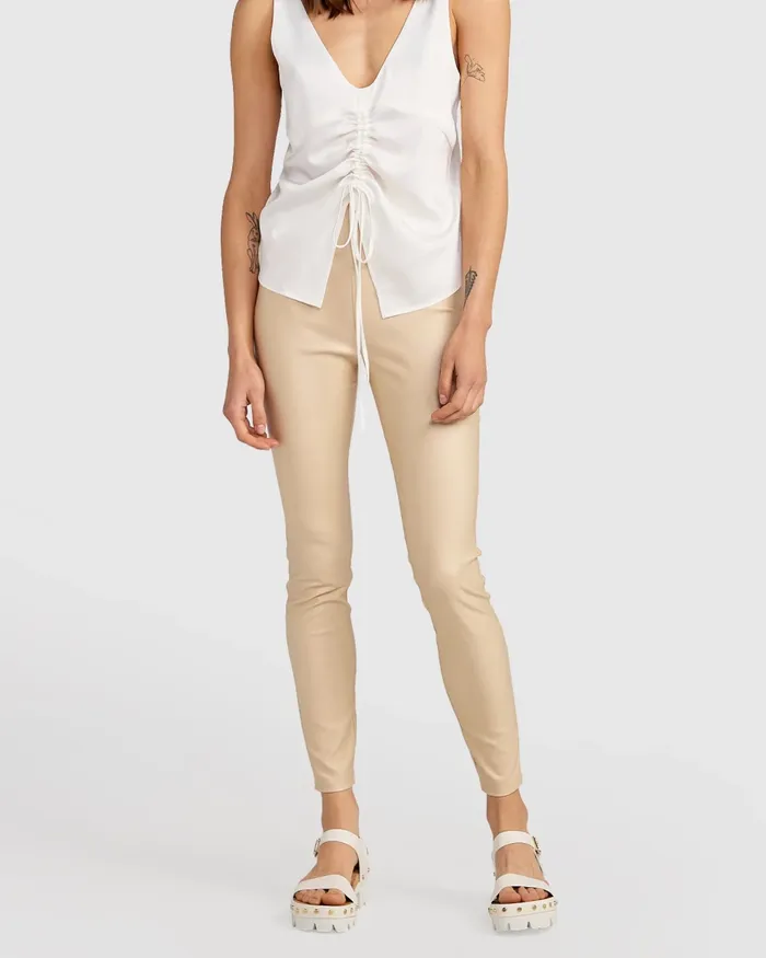 Pants and Skirts City Slicker Coated Legging 8211 Sand 8211 Belle and Bloom Women