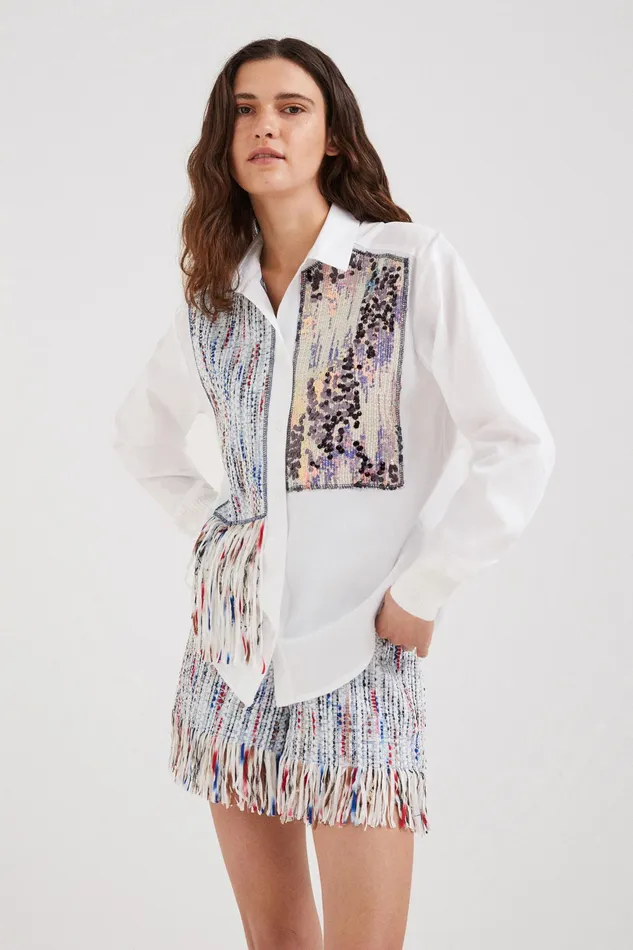 Patchwork And Fringe Shirt Women Desigual Tops and Shirts