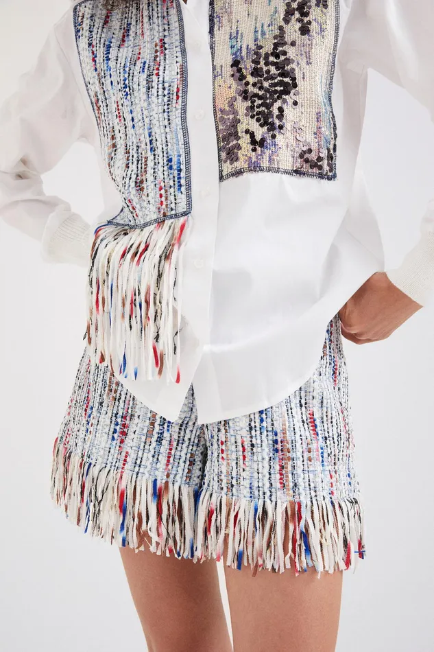 Patchwork And Fringe Shirt Women Desigual Tops and Shirts