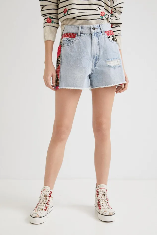 Patchwork Denim Shorts Women Desigual Skirts and Shorts