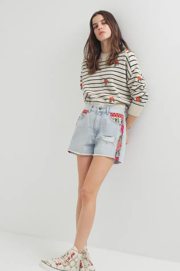Patchwork Denim Shorts Women Desigual Skirts and Shorts