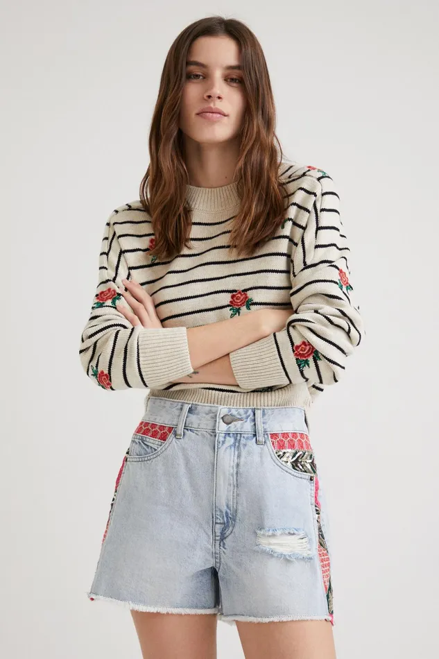 Patchwork Denim Shorts Women Desigual Skirts and Shorts