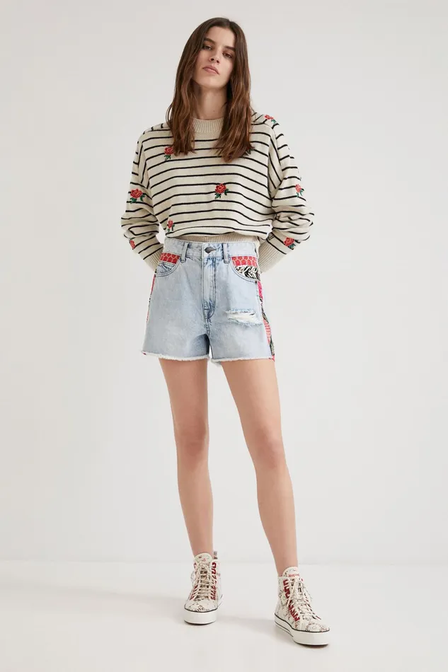 Patchwork Denim Shorts Women Desigual Skirts and Shorts