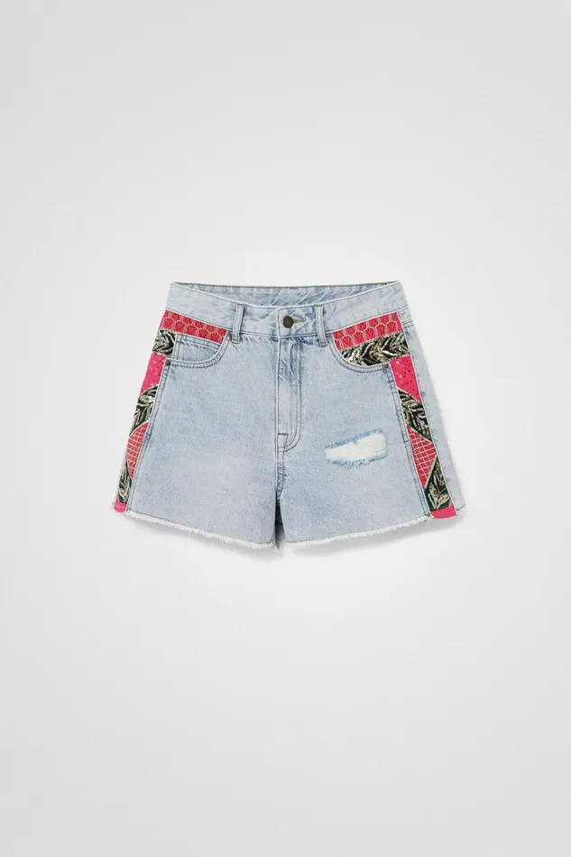 Patchwork Denim Shorts Women Desigual Skirts and Shorts