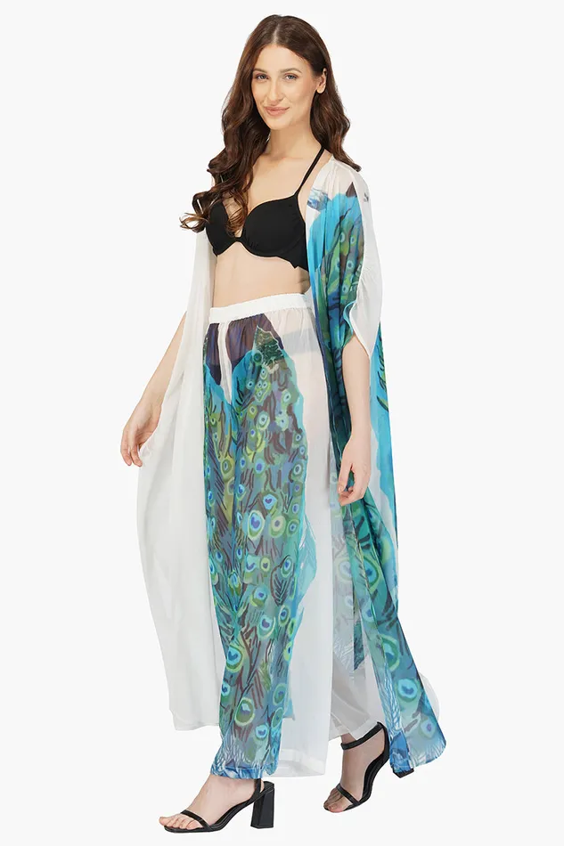 Peacock Chiffon Cover Up Pants Peacock Chiffon Cover Up Pants