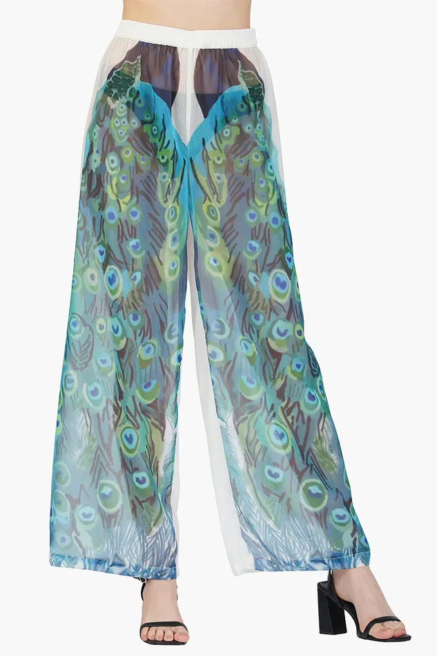Peacock Chiffon Cover Up Pants Peacock Chiffon Cover Up Pants