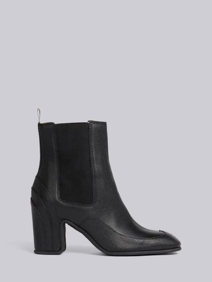 Pebble Grain Leather 75mm Block Heel Wingtip Galosh Ankle Bootie Black Women Thom Browne Heels Pebble Grain Leather 75mm Block Heel Wingtip Galosh Ankle Bootie Black Women Thom Browne Heels