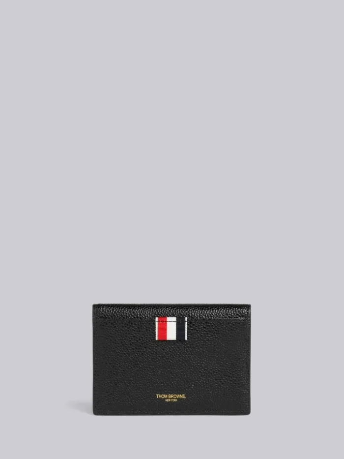 Pebble Grain Leather Bow Detail Envelope Card Holder Black Women Thom Browne Purses and Wallets