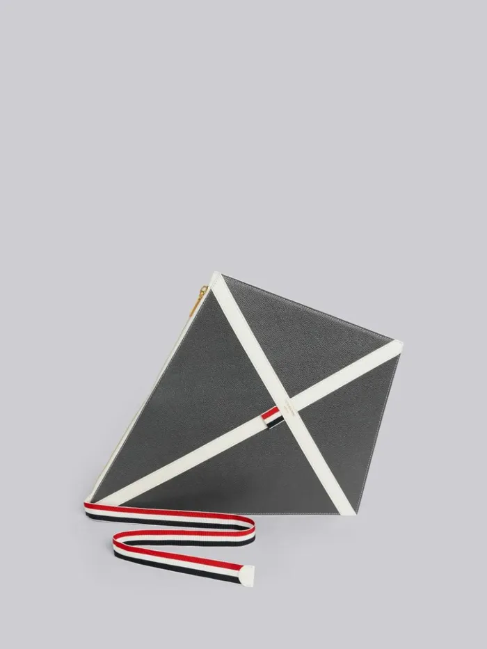 Pebble Grain Leather Kite Bag Dark Grey Men Thom Browne Novelty And Knits
