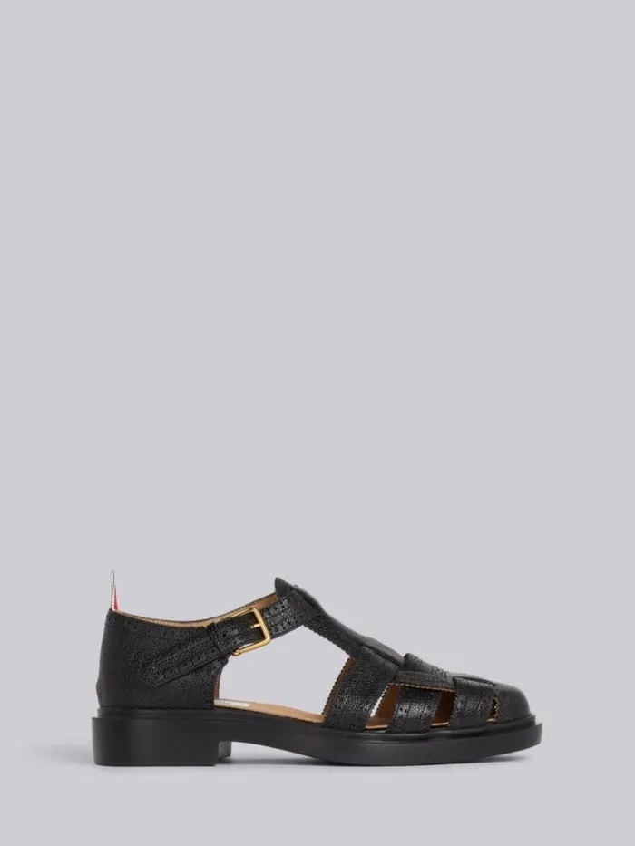 Pebble Grain Leather Lightweight Rubber Sole Brogued Fisherman Sandal Black Women Thom Browne Brogues and Loafers Pebble Grain Leather Lightweight Rubber Sole Brogued Fisherman Sandal Black Women Thom Browne Brogues and Loafers