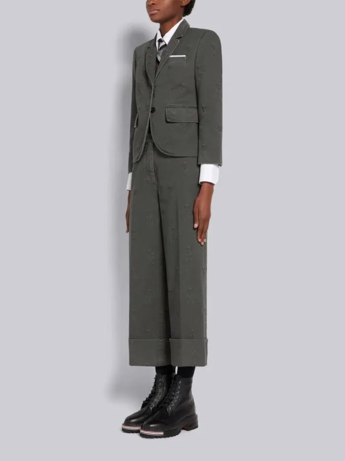 Pebble Grain Leather Rubber Hiking Sole Stripe Micro Insert Laceup Longwing Boot Black Women Thom Browne Boots