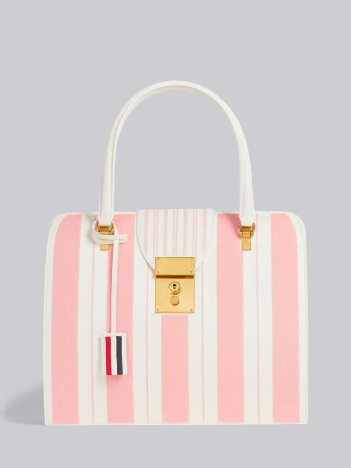Pebble Grain Leather Sequin Stripe Embroidery Mrs Thom Bag Light Pink Women Thom Browne Handbags and Totes Pebble Grain Leather Sequin Stripe Embroidery Mrs Thom Bag Light Pink Women Thom Browne Handbags and Totes