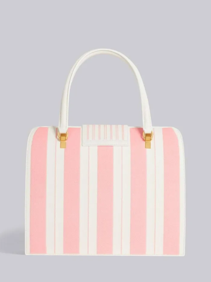 Pebble Grain Leather Sequin Stripe Embroidery Mrs Thom Bag Light Pink Women Thom Browne Handbags and Totes