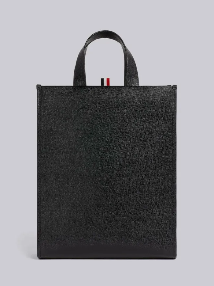 Pebble Grain Leather Shoulder Strap Tote Black WomenMen Thom Browne Handbags and Totes