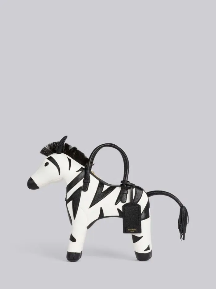 Pebble Grain Leather Zebra Bag Black And White WomenMen Thom Browne Handbags and Totes Pebble Grain Leather Zebra Bag Black And White WomenMen Thom Browne Handbags and Totes