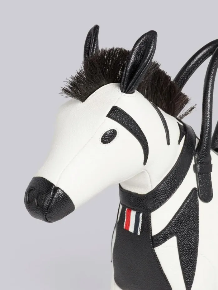 Pebble Grain Leather Zebra Bag Black And White WomenMen Thom Browne Handbags and Totes
