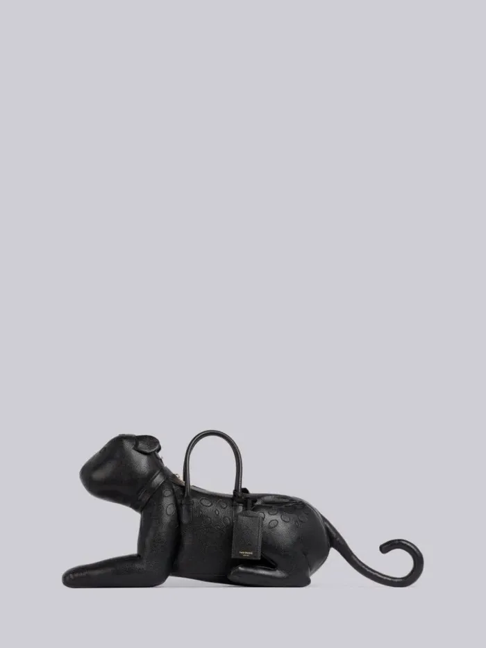Pebbled Calfskin Cheetah Bag Black Men Thom Browne Handbags and Totes