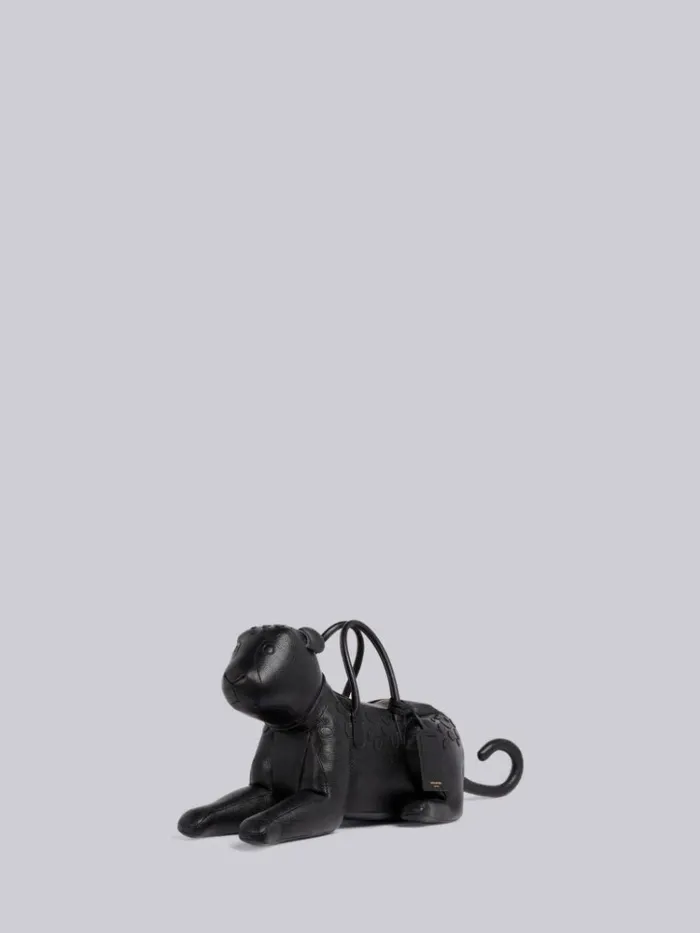 Pebbled Calfskin Cheetah Bag Black Men Thom Browne Handbags and Totes