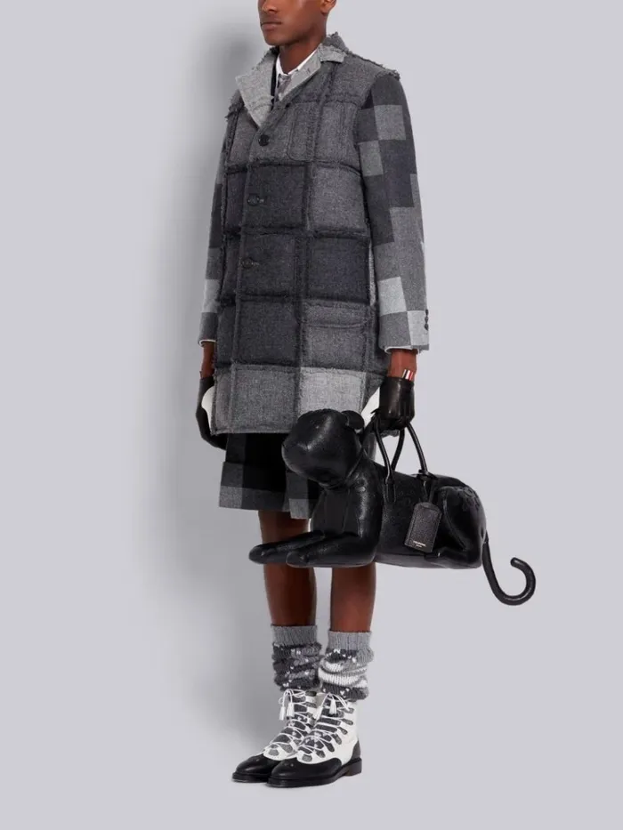 Pebbled Calfskin Cheetah Bag Black Men Thom Browne Handbags and Totes