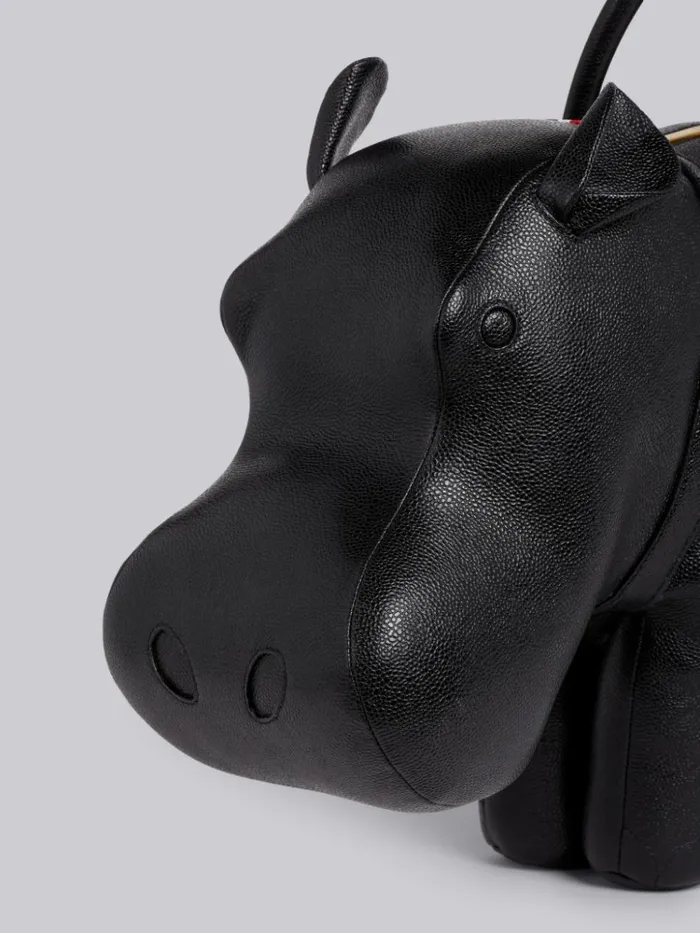 Pebbled Calfskin Hippo Bag Black Men Thom Browne Handbags and Totes