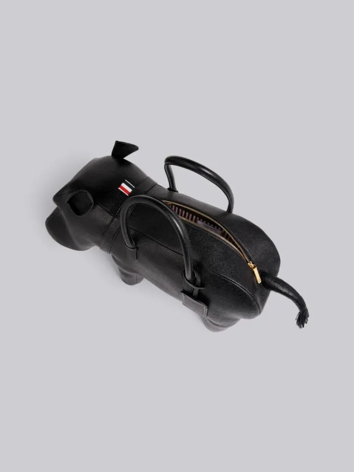 Pebbled Calfskin Hippo Bag Black Men Thom Browne Handbags and Totes