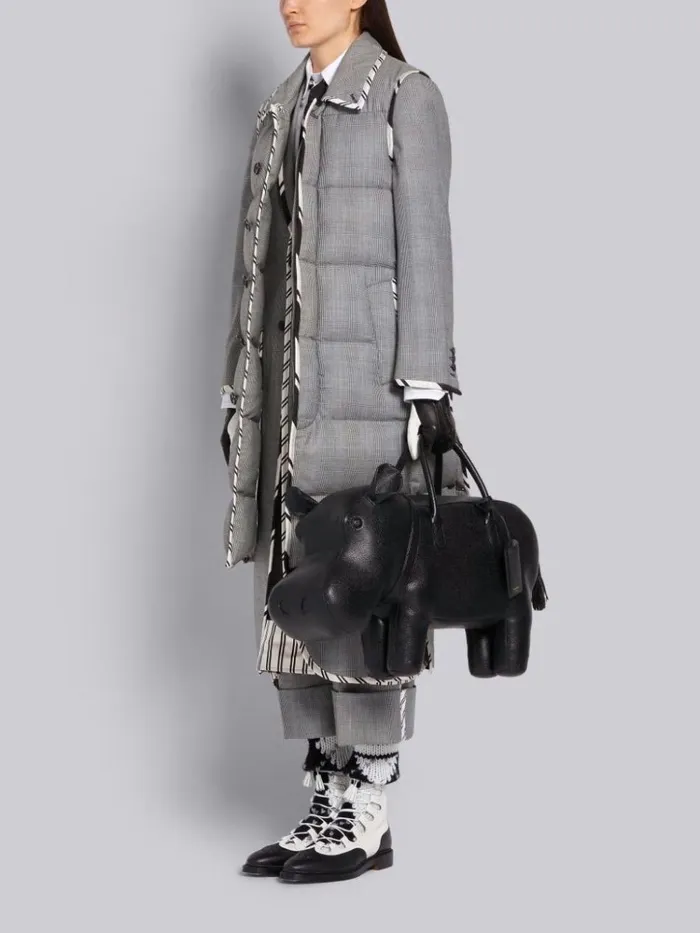 Pebbled Calfskin Hippo Bag Black Men Thom Browne Handbags and Totes