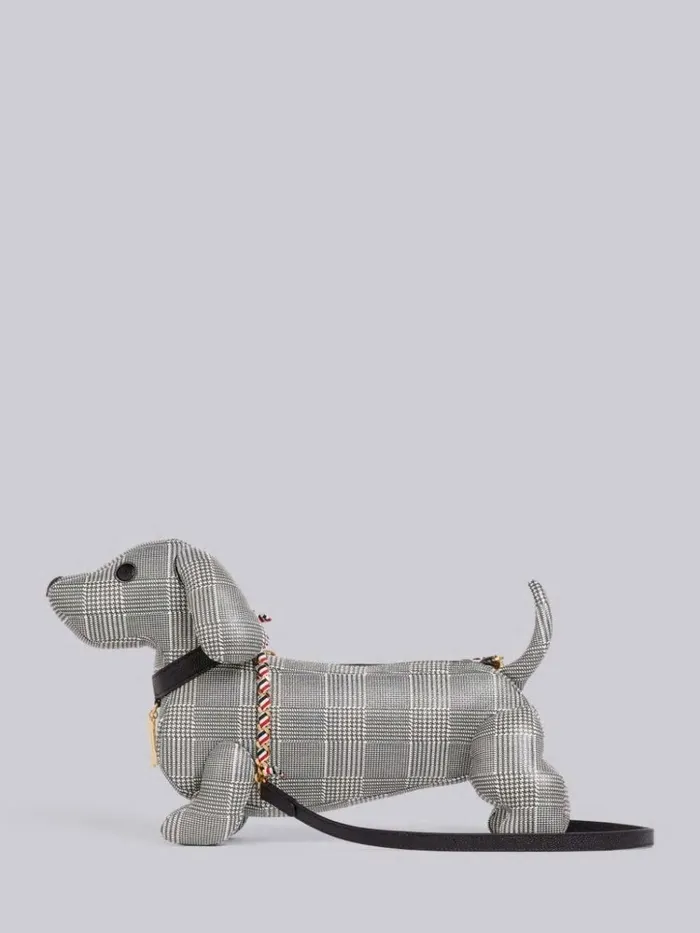Pebbled Calfskin Prince Of Wales Mini Hector Bag Black And White Women Thom Browne Crossbody Bags