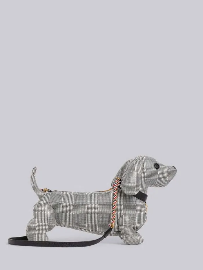 Pebbled Calfskin Prince Of Wales Mini Hector Bag Black And White Women Thom Browne Crossbody Bags Pebbled Calfskin Prince Of Wales Mini Hector Bag Black And White Women Thom Browne Crossbody Bags