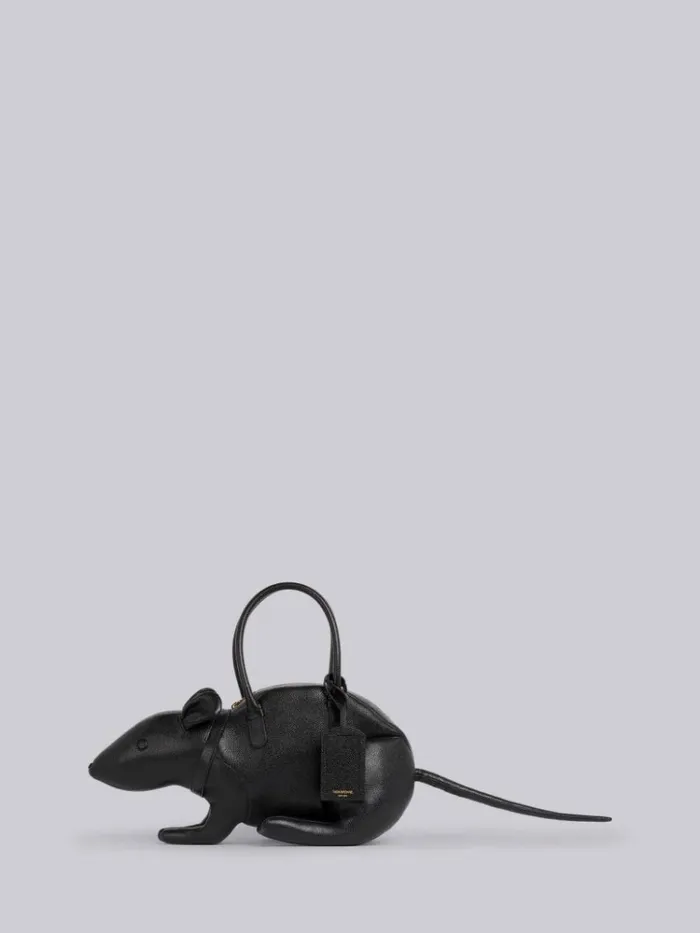 Pebbled Calfskin Rat Bag Black Men Thom Browne Handbags and Totes