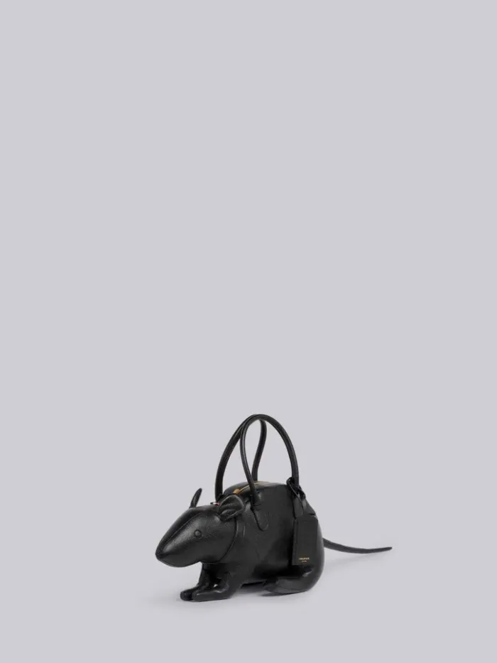 Pebbled Calfskin Rat Bag Black Men Thom Browne Handbags and Totes