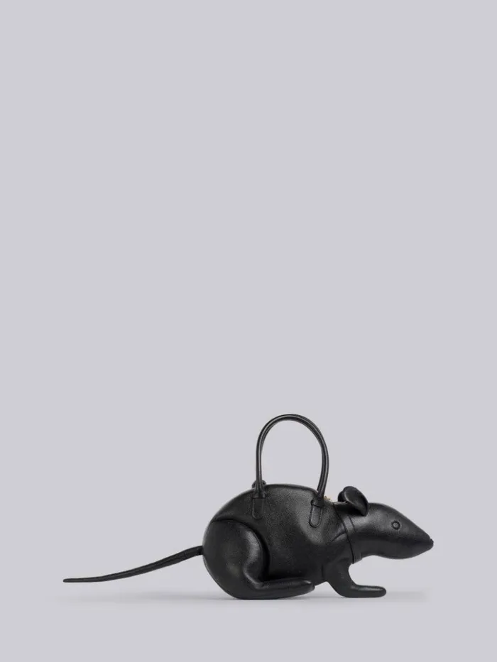 Pebbled Calfskin Rat Bag Black Men Thom Browne Handbags and Totes