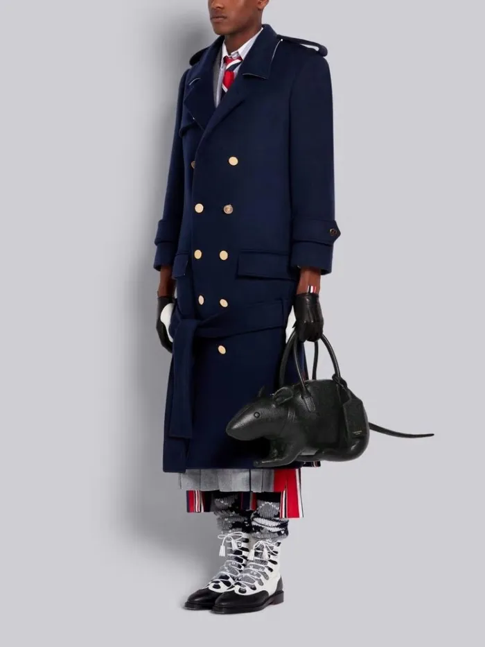 Pebbled Calfskin Rat Bag Black Men Thom Browne Handbags and Totes