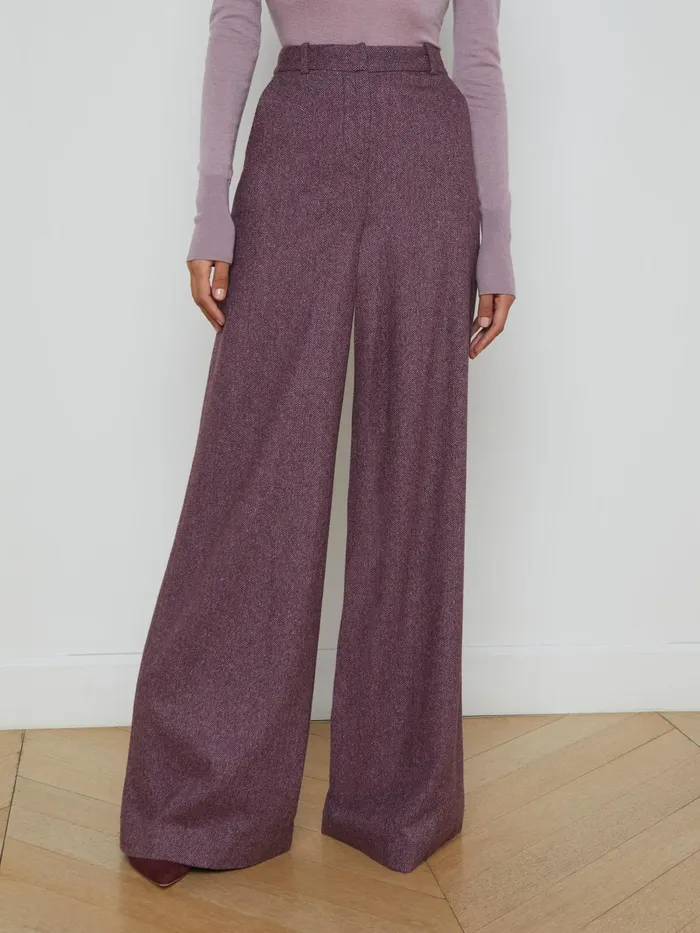 Pilar Wool WideLeg Pant Deep Plum Multi Chevron Women L039Agence Pants Pilar Wool WideLeg Pant Deep Plum Multi Chevron Women L039Agence Pants