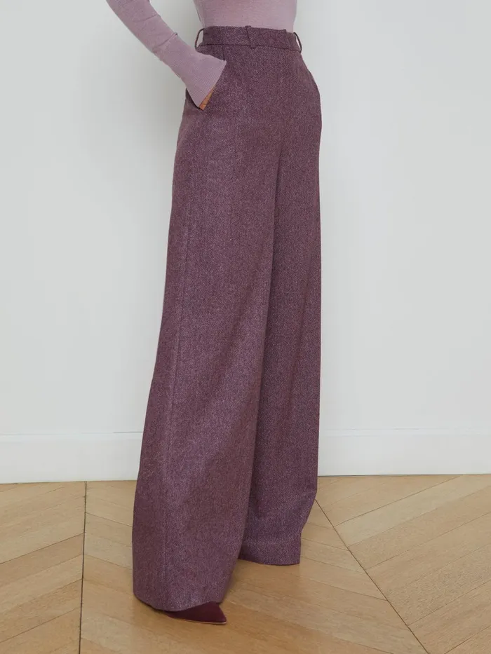 Pilar Wool WideLeg Pant Deep Plum Multi Chevron Women L039Agence Pants Pilar Wool WideLeg Pant Deep Plum Multi Chevron Women L039Agence Pants