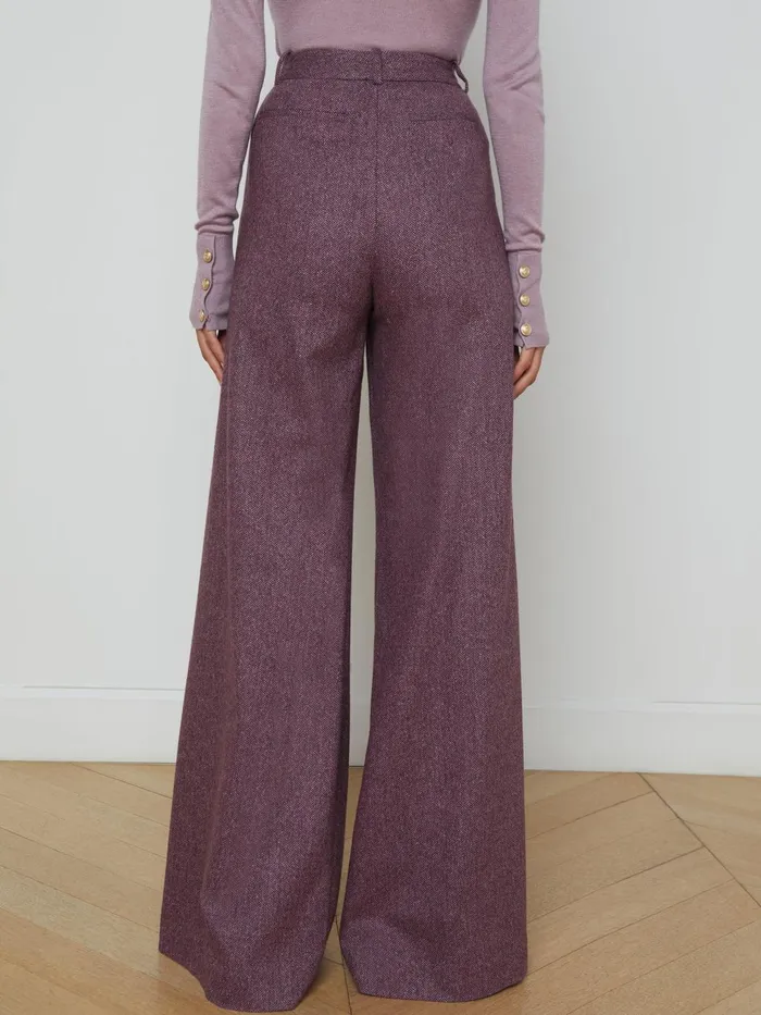 Pilar Wool WideLeg Pant Deep Plum Multi Chevron Women L039Agence Pants Pilar Wool WideLeg Pant Deep Plum Multi Chevron Women L039Agence Pants