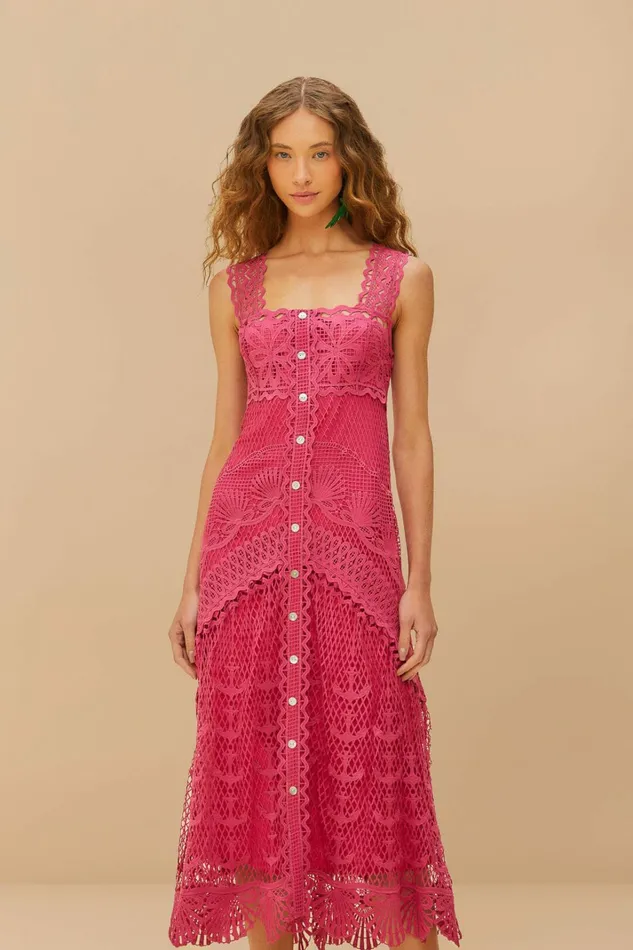 Pink Nautical Guipure Maxi Dress Women FARM Rio Maxi Dresses Pink Nautical Guipure Maxi Dress Women FARM Rio Maxi Dresses