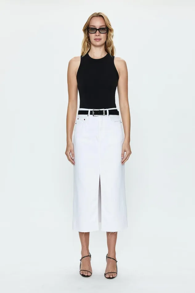 Pistola Denim Denim Women Alice Midi Skirt 8211 White