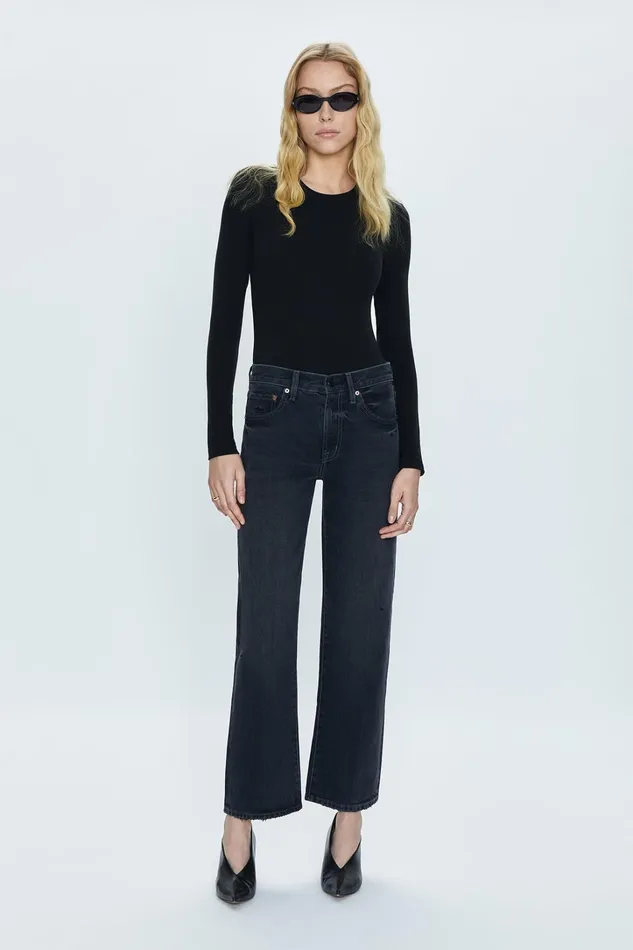 Pistola Denim Denim Women Lexi Mid Rise Bowed Straight Jean 8211 Mercury