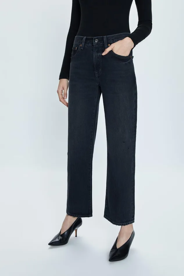 Pistola Denim Denim Women Lexi Mid Rise Bowed Straight Jean 8211 Mercury