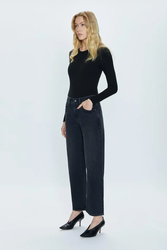 Pistola Denim Denim Women Lexi Mid Rise Bowed Straight Jean 8211 Mercury
